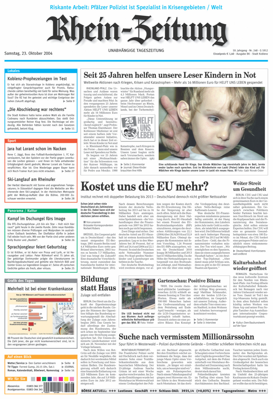 Rhein-Zeitung Koblenz & Region vom Samstag, 23.10.2004