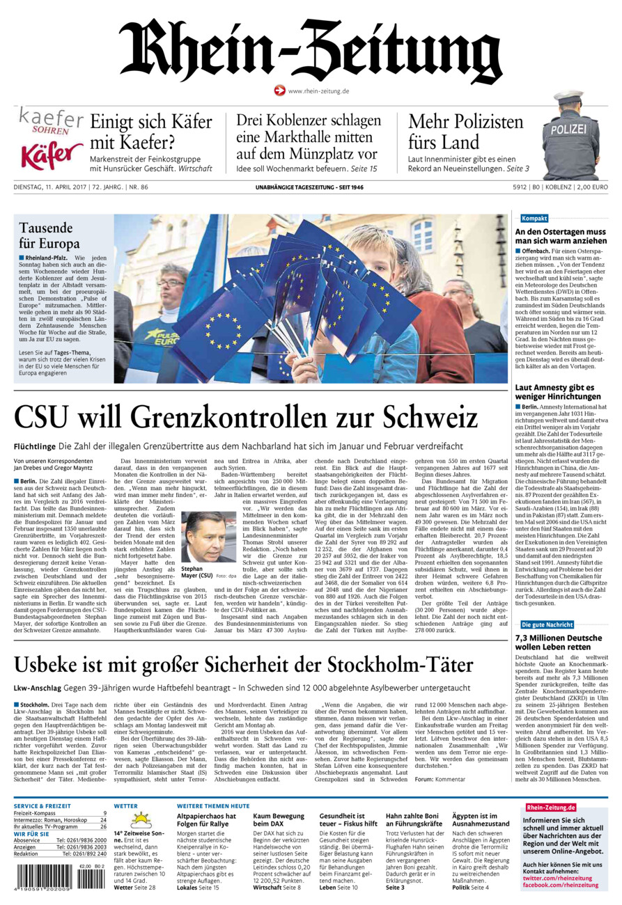 Rhein-Zeitung Koblenz & Region vom Dienstag, 11.04.2017