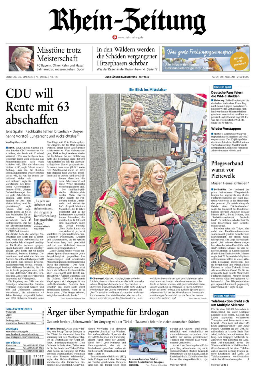 Rhein-Zeitung Koblenz & Region vom Dienstag, 30.05.2023