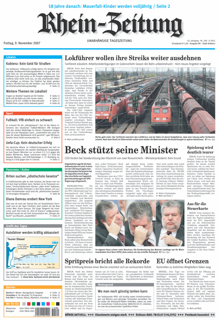 Rhein-Zeitung Koblenz & Region vom Freitag, 09.11.2007