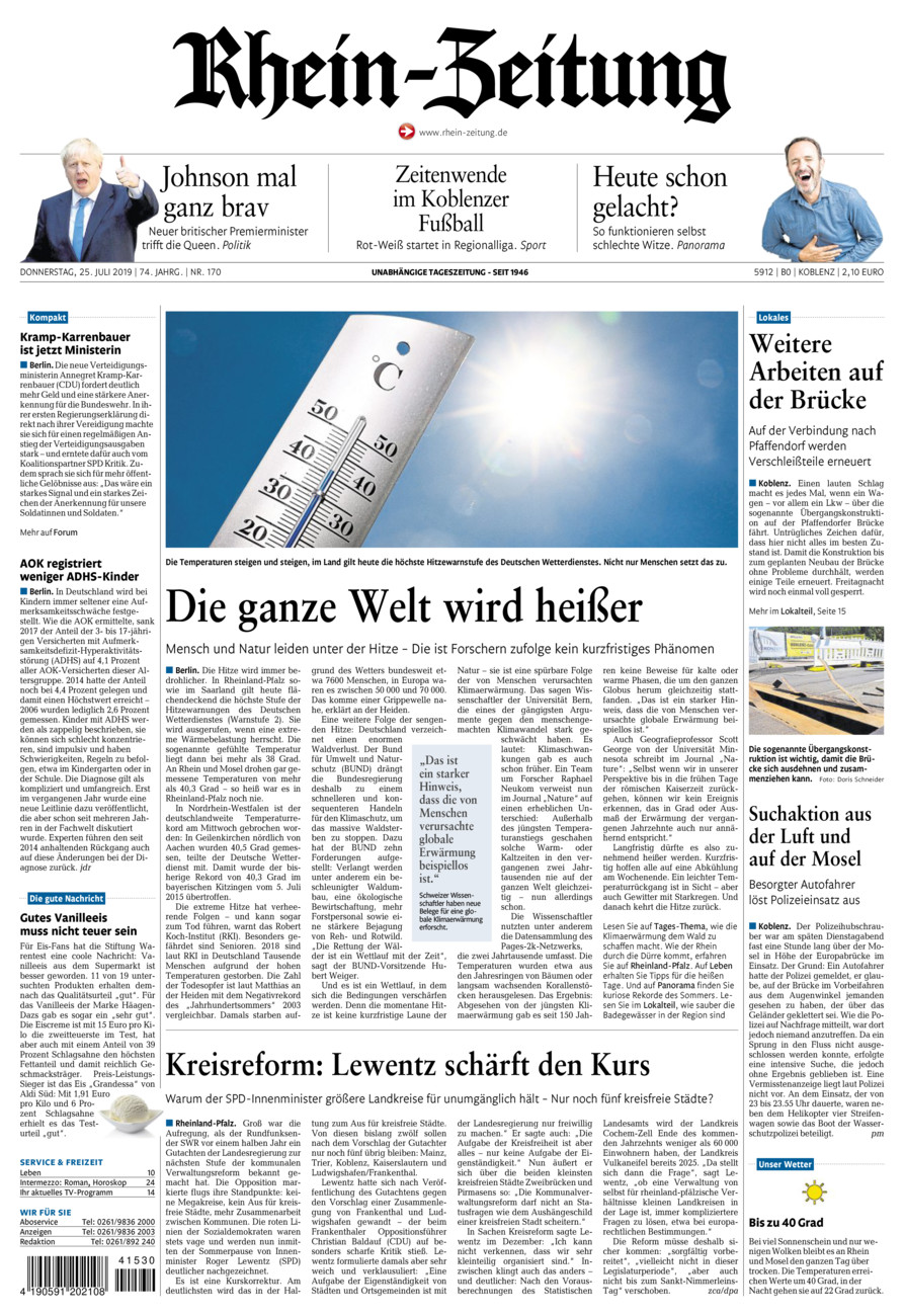 Rhein-Zeitung Koblenz & Region vom Donnerstag, 25.07.2019