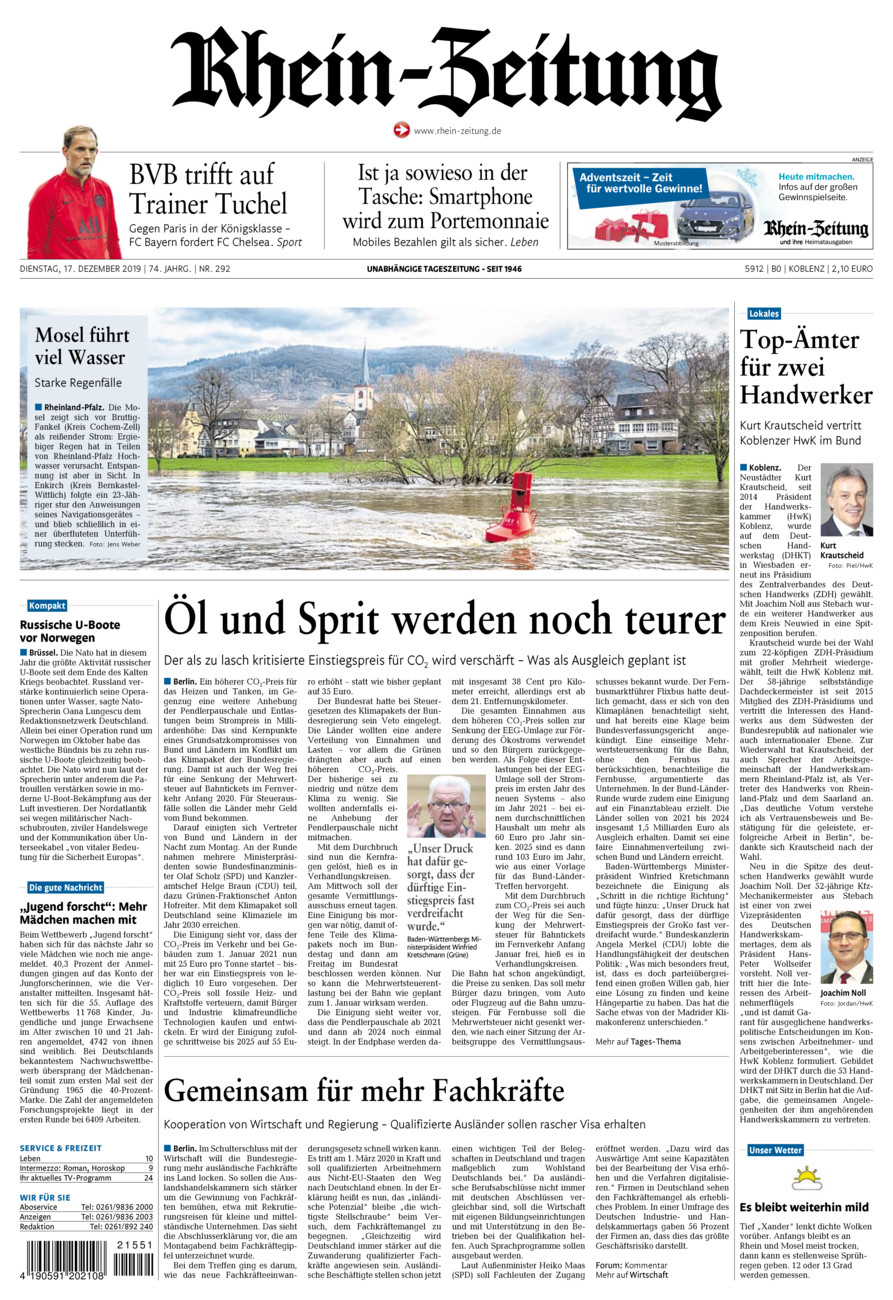 Rhein-Zeitung Koblenz & Region vom Dienstag, 17.12.2019