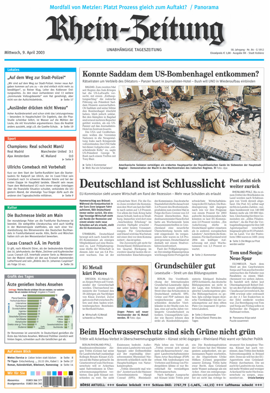 Rhein-Zeitung Koblenz & Region vom Mittwoch, 09.04.2003