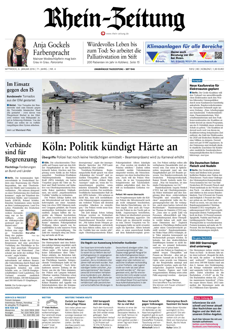 Rhein-Zeitung Koblenz & Region vom Mittwoch, 06.01.2016