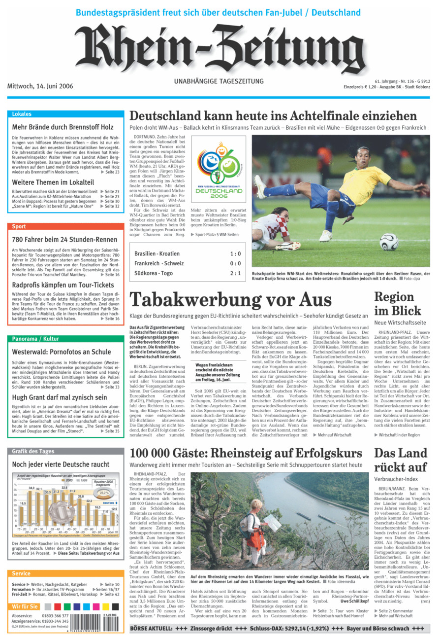 Rhein-Zeitung Koblenz & Region vom Mittwoch, 14.06.2006