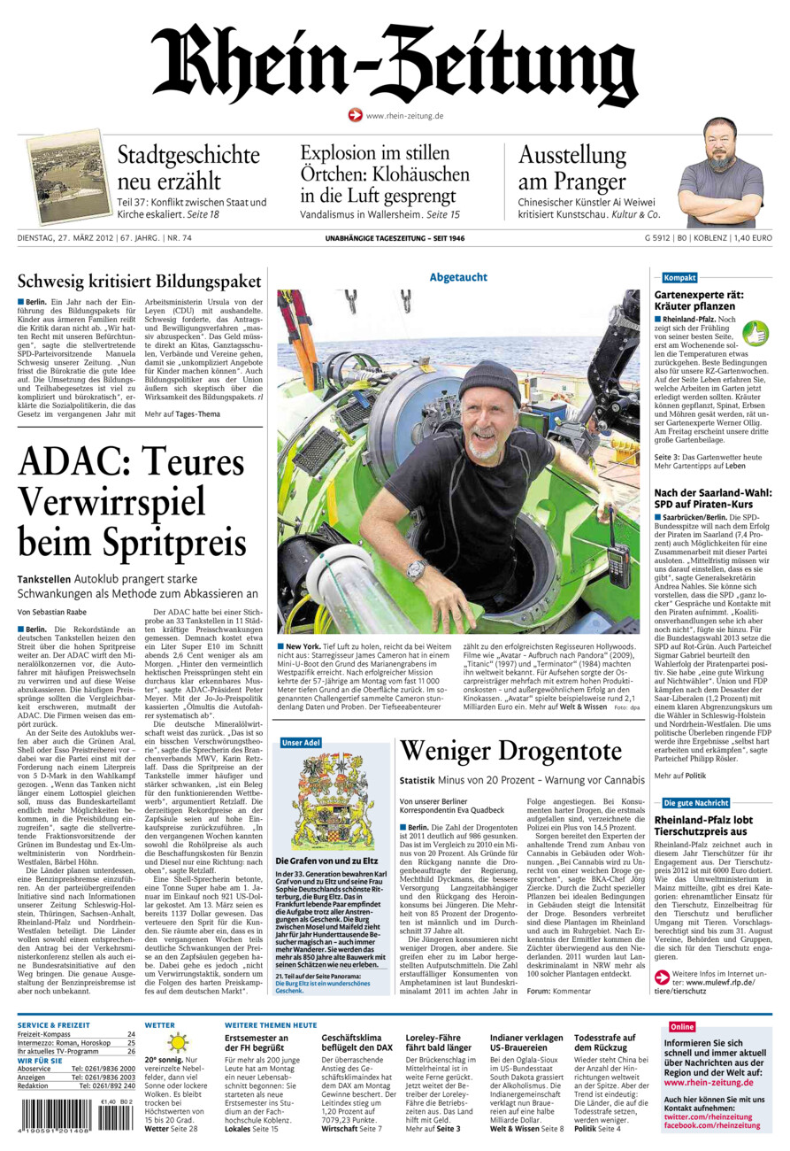 Rhein-Zeitung Koblenz & Region vom Dienstag, 27.03.2012