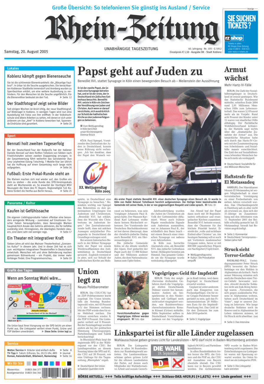 Rhein-Zeitung Koblenz & Region vom Samstag, 20.08.2005
