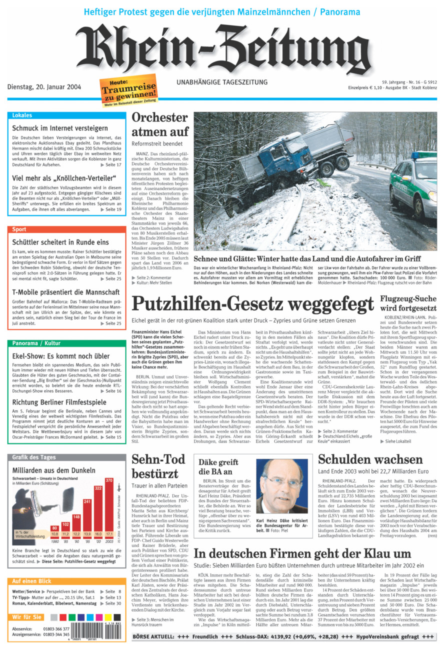 Rhein-Zeitung Koblenz & Region vom Dienstag, 20.01.2004