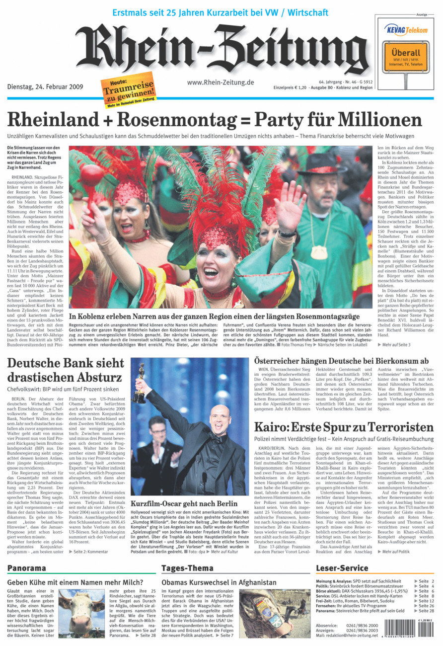 Rhein-Zeitung Koblenz & Region vom Dienstag, 24.02.2009