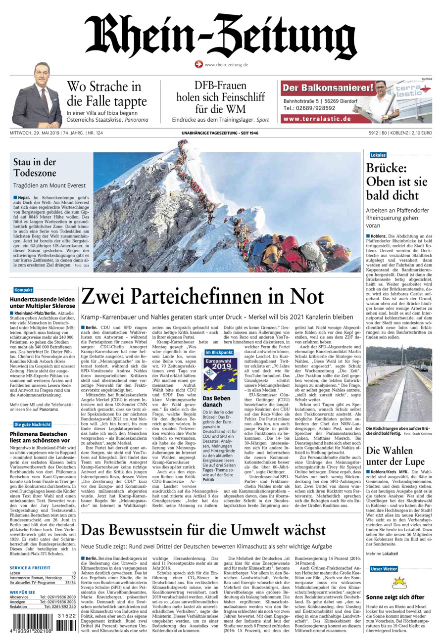 Rhein-Zeitung Koblenz & Region vom Mittwoch, 29.05.2019