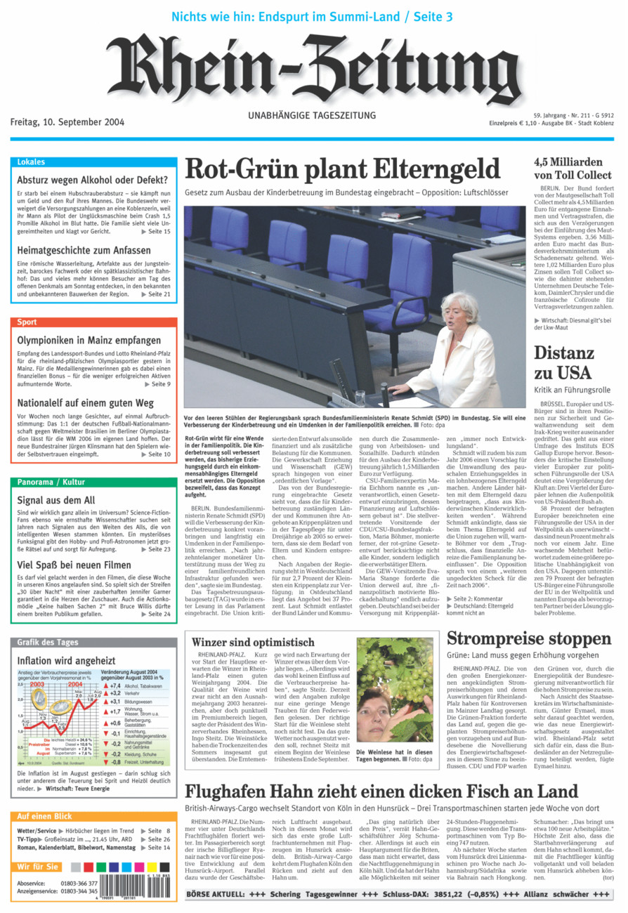 Rhein-Zeitung Koblenz & Region vom Freitag, 10.09.2004