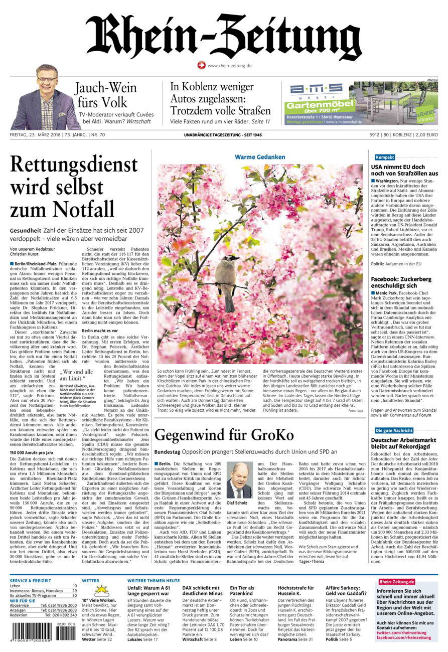Rhein-Zeitung Koblenz & Region vom Freitag, 23.03.2018