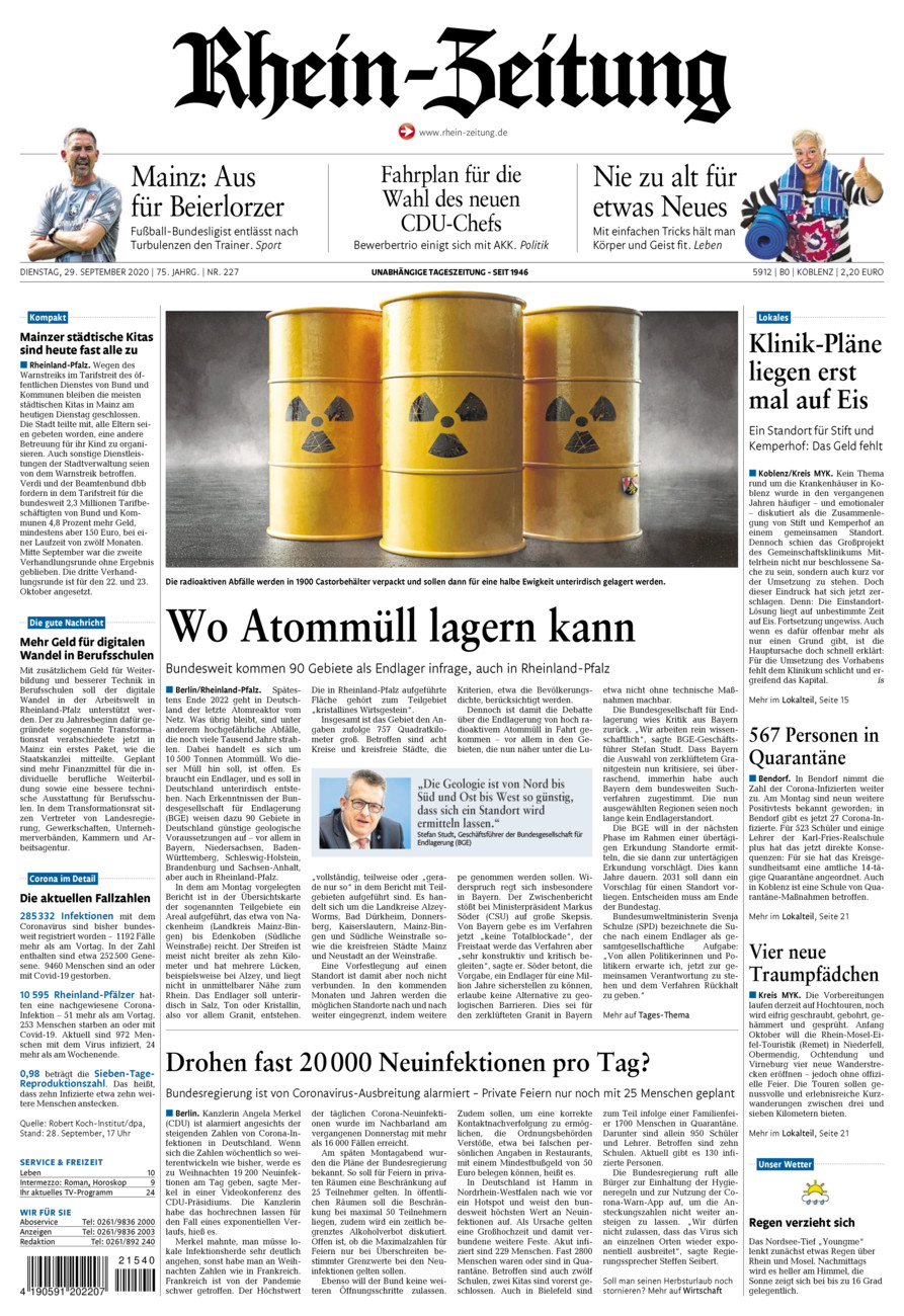 Rhein-Zeitung Koblenz & Region vom Dienstag, 29.09.2020