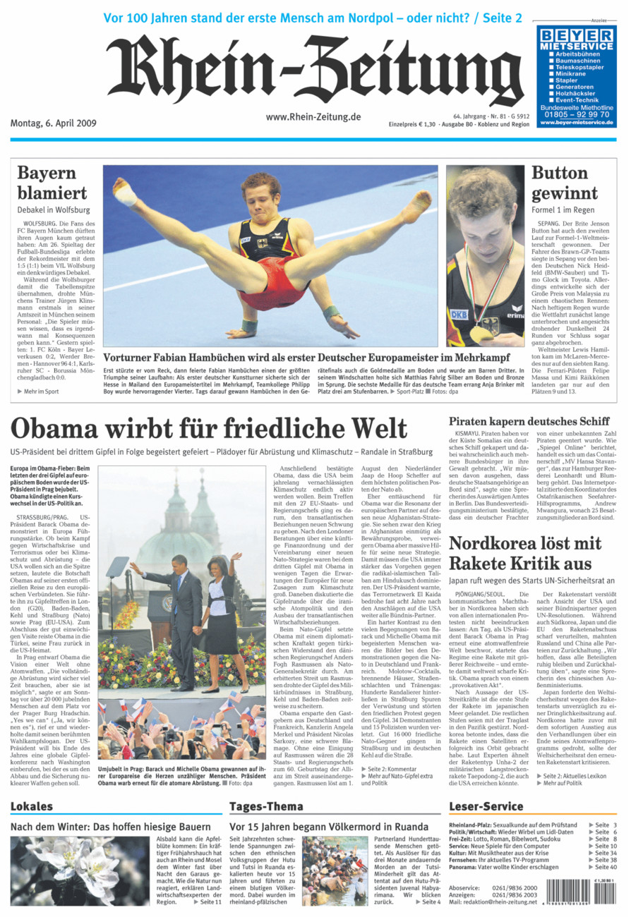 Rhein-Zeitung Koblenz & Region vom Montag, 06.04.2009