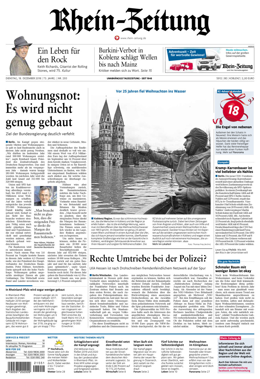 Rhein-Zeitung Koblenz & Region vom Dienstag, 18.12.2018