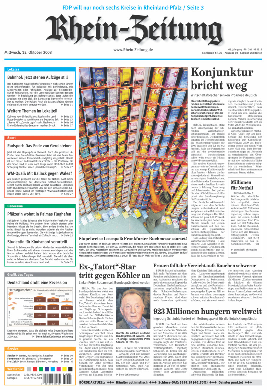 Rhein-Zeitung Koblenz & Region vom Mittwoch, 15.10.2008
