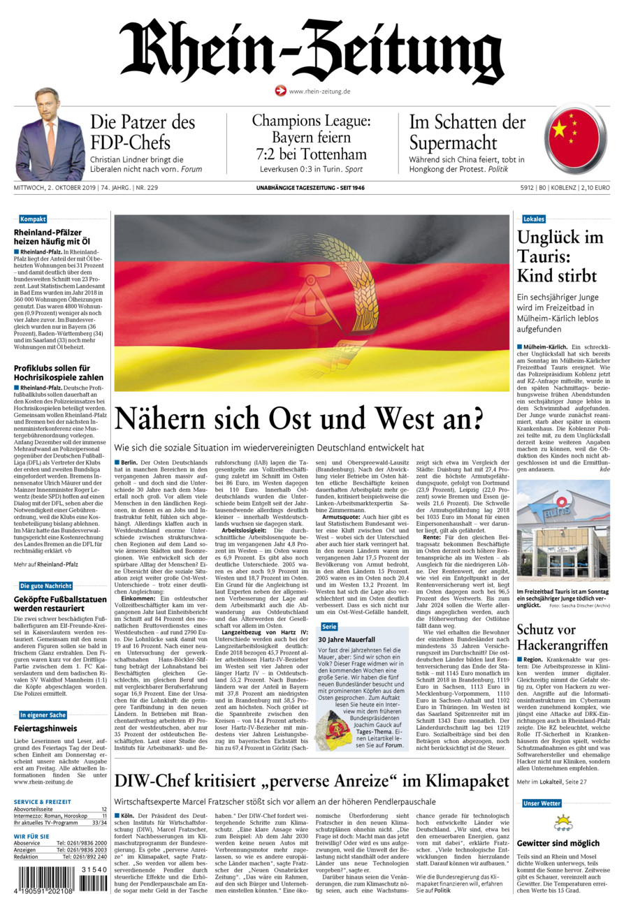 Rhein-Zeitung Koblenz & Region vom Mittwoch, 02.10.2019