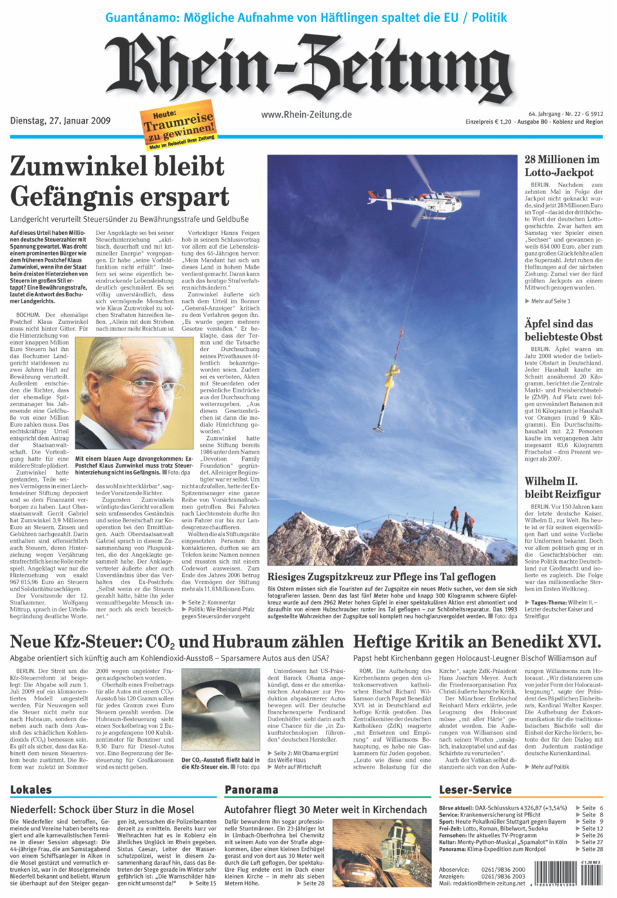 Rhein-Zeitung Koblenz & Region vom Dienstag, 27.01.2009