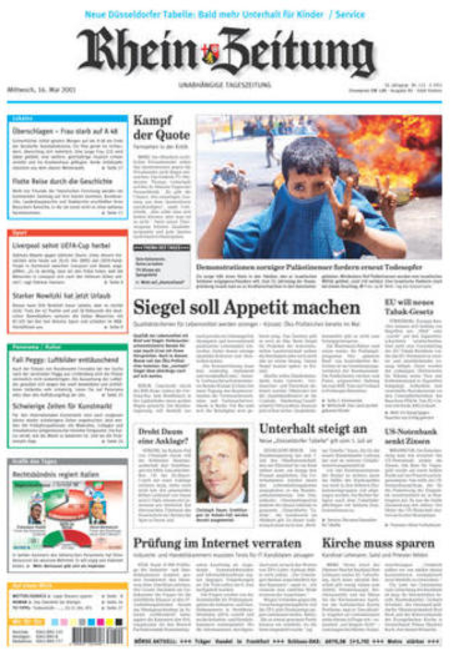 Rhein-Zeitung Koblenz & Region vom Mittwoch, 16.05.2001