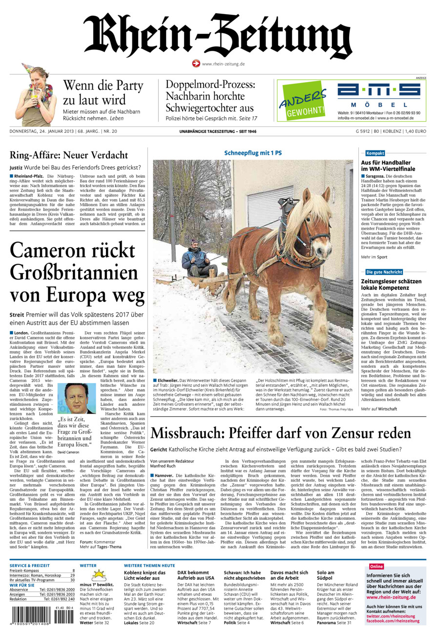 Rhein-Zeitung Koblenz & Region vom Donnerstag, 24.01.2013