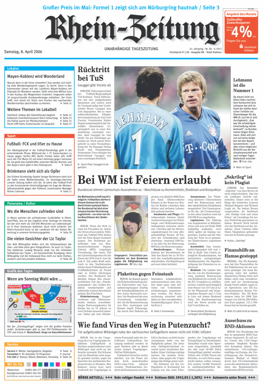 Rhein-Zeitung Koblenz & Region vom Samstag, 08.04.2006