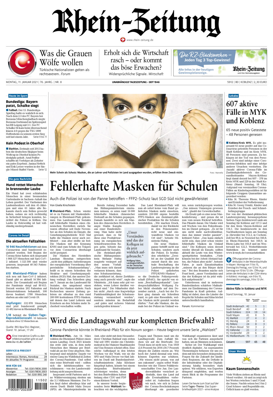 Rhein-Zeitung Koblenz & Region vom Montag, 11.01.2021