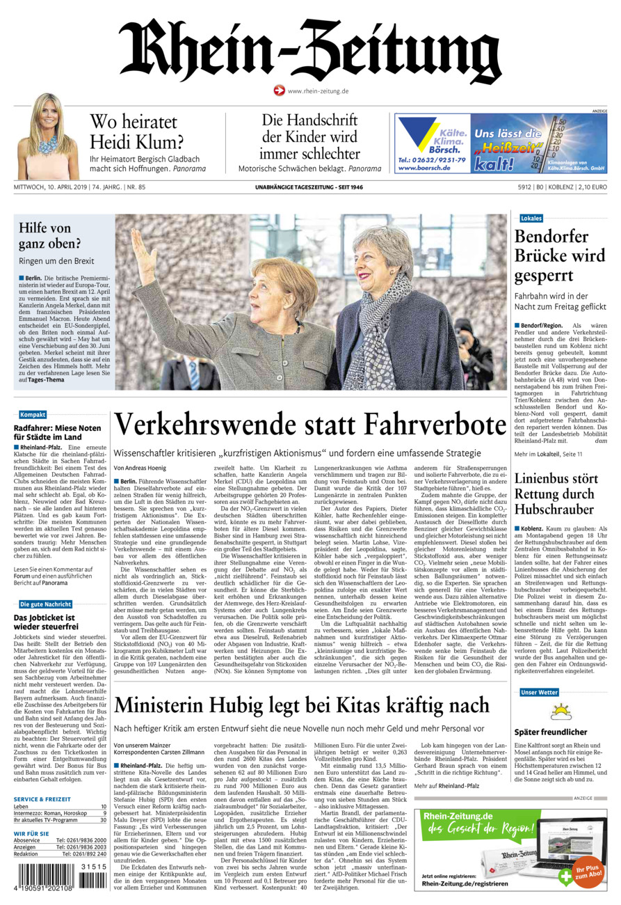 Rhein-Zeitung Koblenz & Region vom Mittwoch, 10.04.2019