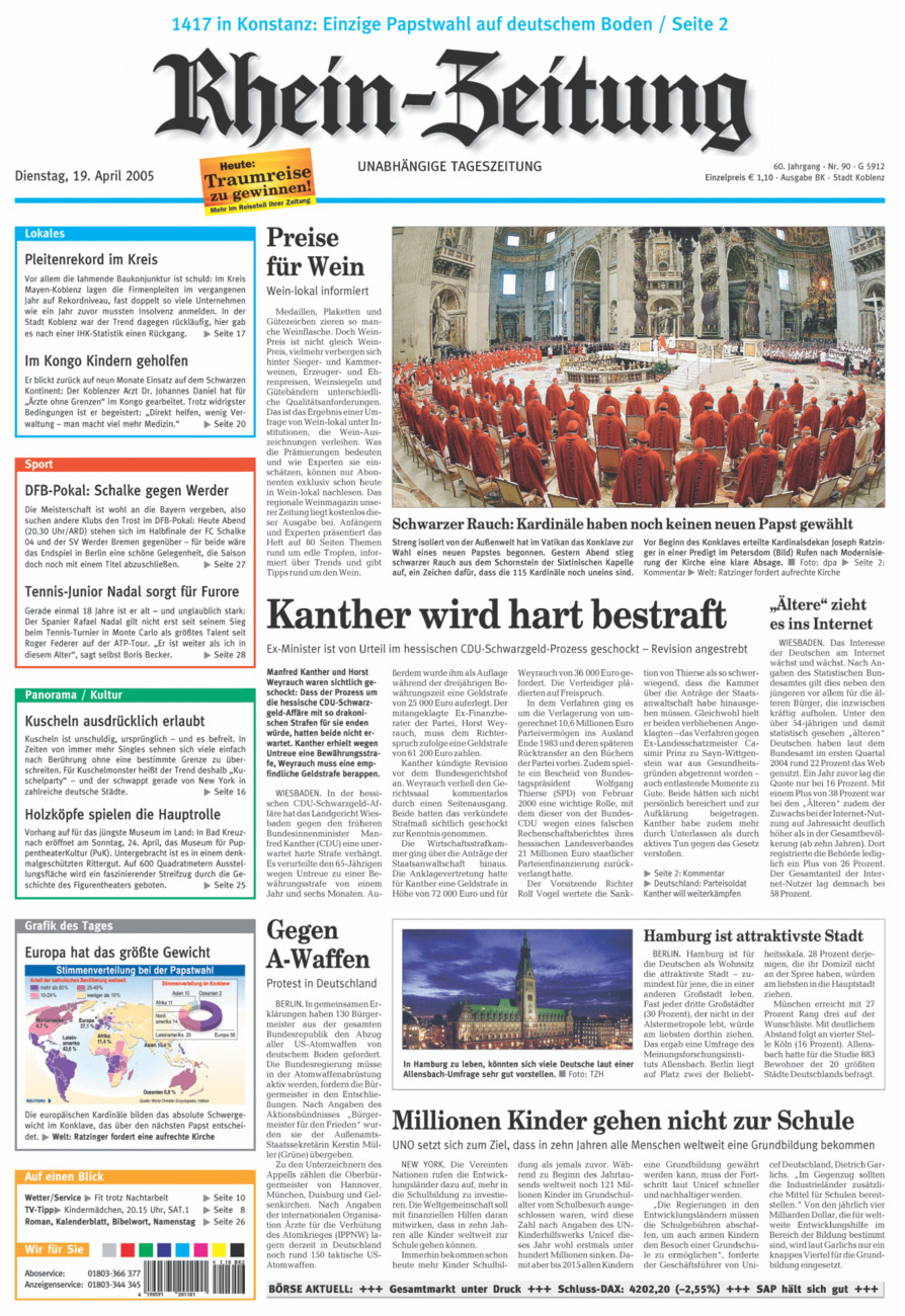 Rhein-Zeitung Koblenz & Region vom Dienstag, 19.04.2005