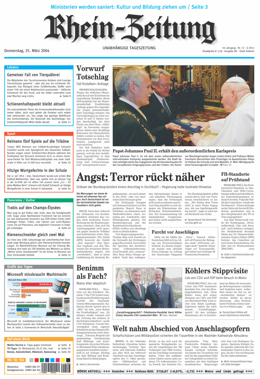 Rhein-Zeitung Koblenz & Region vom Donnerstag, 25.03.2004