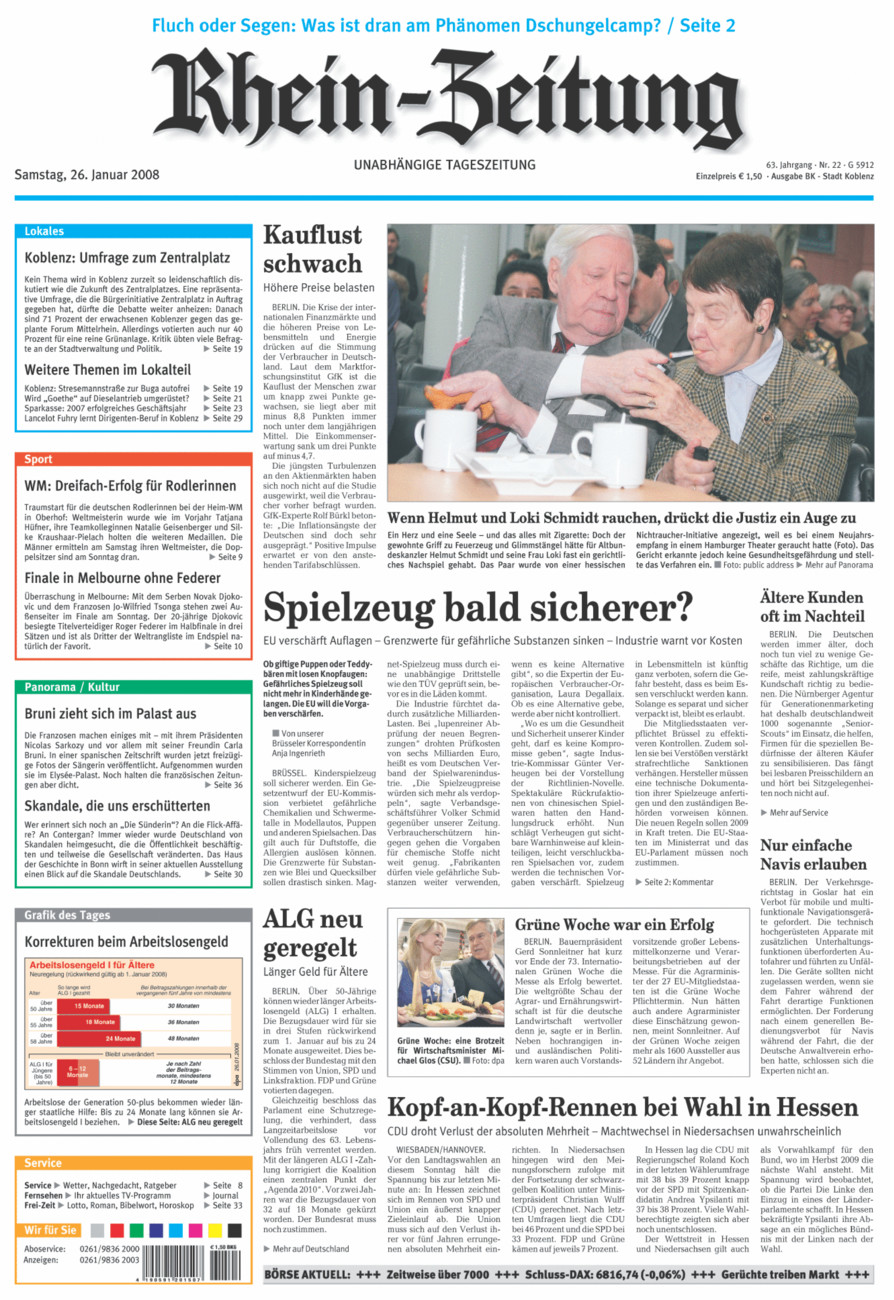 Rhein-Zeitung Koblenz & Region vom Samstag, 26.01.2008