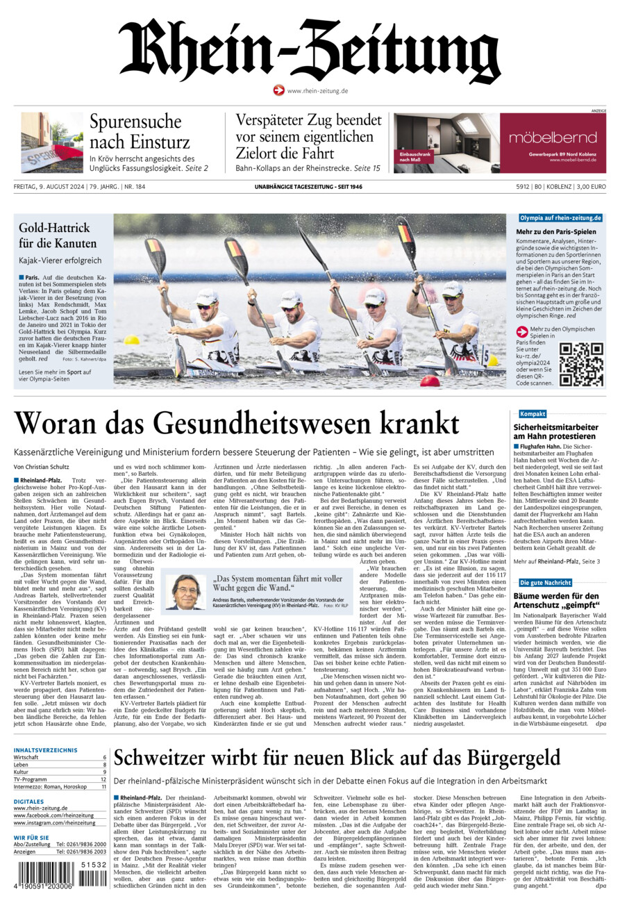 Rhein-Zeitung Koblenz & Region vom Freitag, 09.08.2024