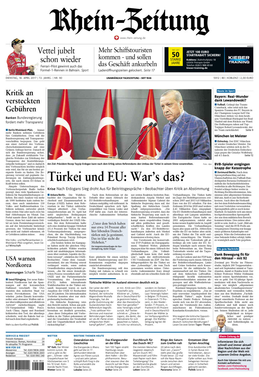 Rhein-Zeitung Koblenz & Region vom Dienstag, 18.04.2017