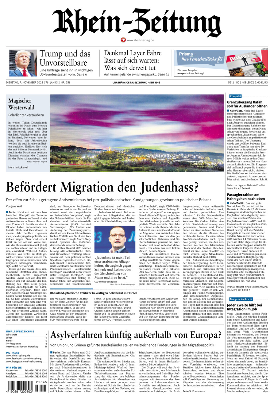 Rhein-Zeitung Koblenz & Region vom Dienstag, 07.11.2023