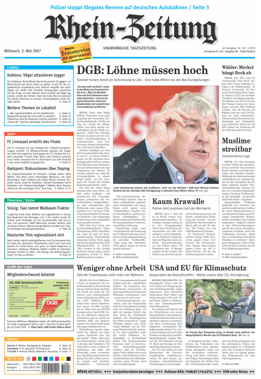 Rhein-Zeitung Koblenz & Region vom Mittwoch, 02.05.2007