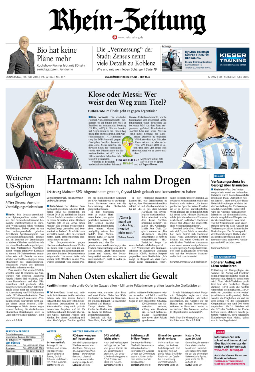 Rhein-Zeitung Koblenz & Region vom Donnerstag, 10.07.2014