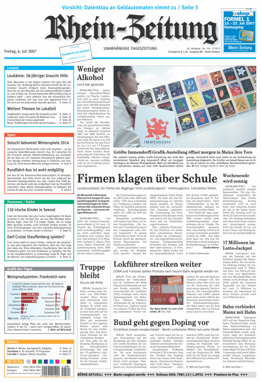 Rhein-Zeitung Koblenz & Region vom Freitag, 06.07.2007