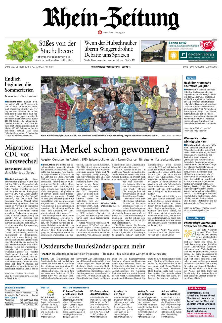 Rhein-Zeitung Koblenz & Region vom Samstag, 25.07.2015