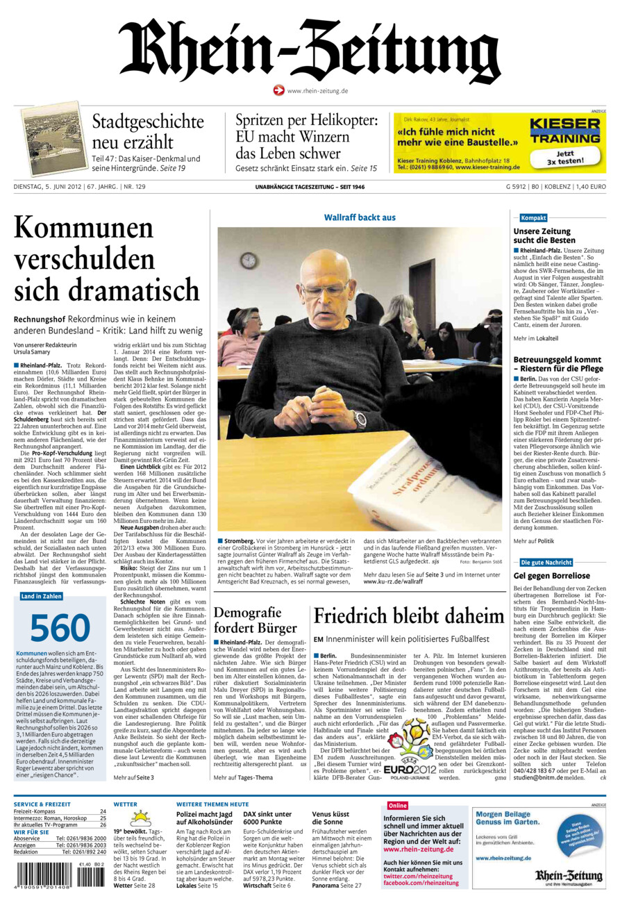 Rhein-Zeitung Koblenz & Region vom Dienstag, 05.06.2012