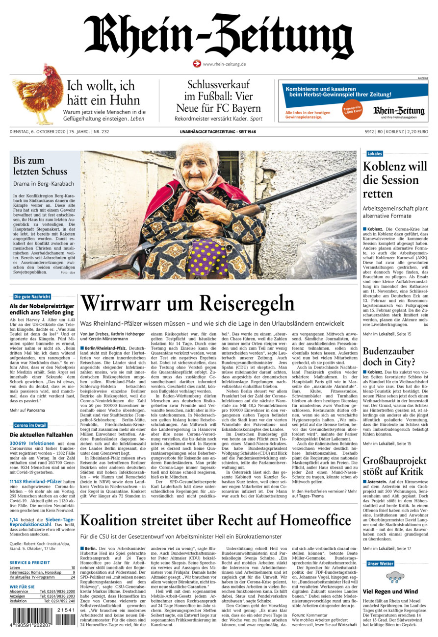 Rhein-Zeitung Koblenz & Region vom Dienstag, 06.10.2020