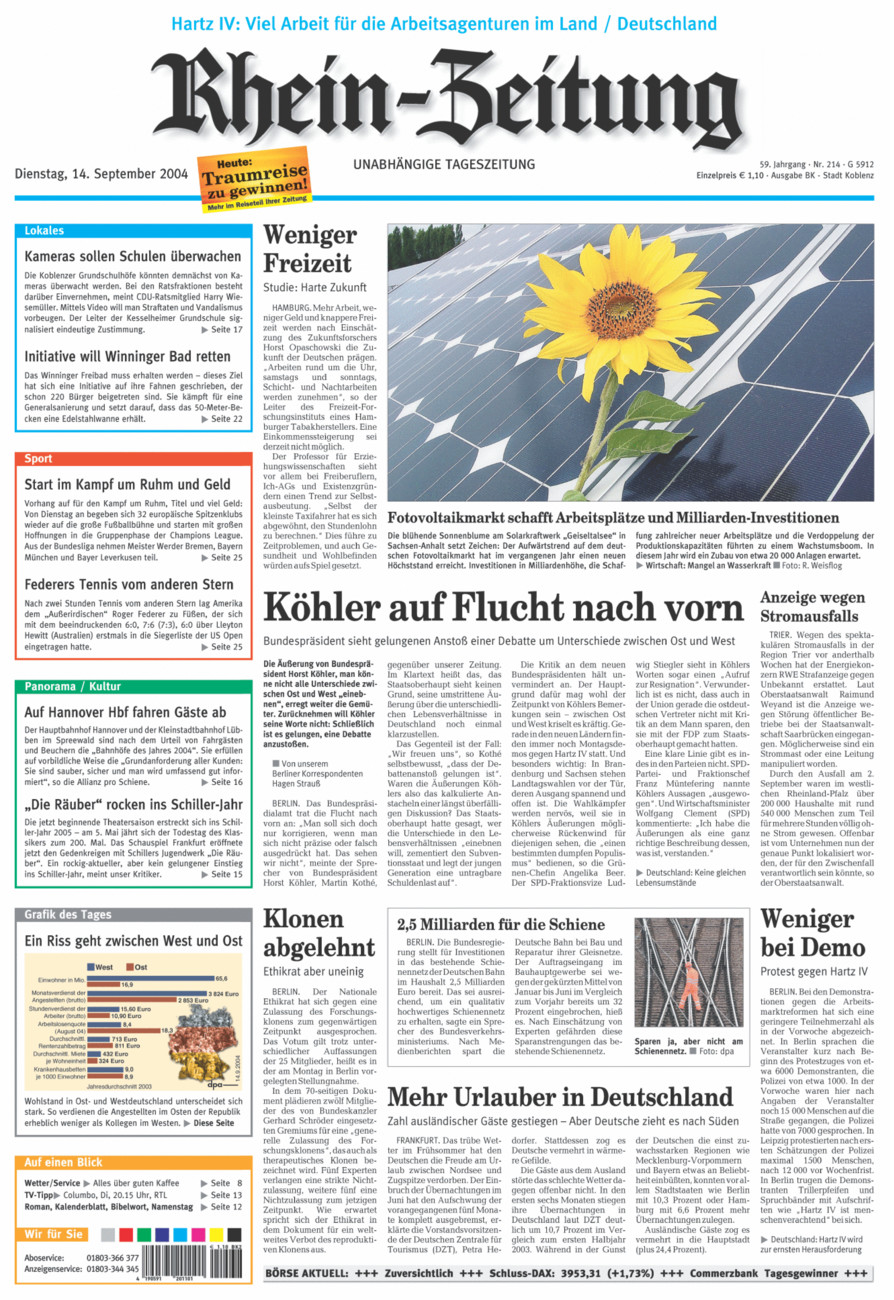 Rhein-Zeitung Koblenz & Region vom Dienstag, 14.09.2004