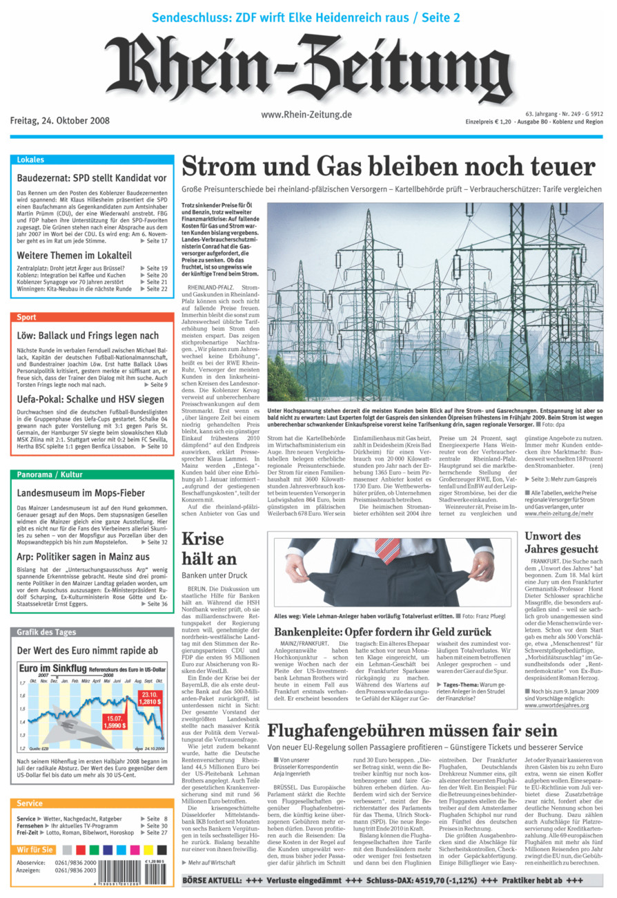 Rhein-Zeitung Koblenz & Region vom Freitag, 24.10.2008