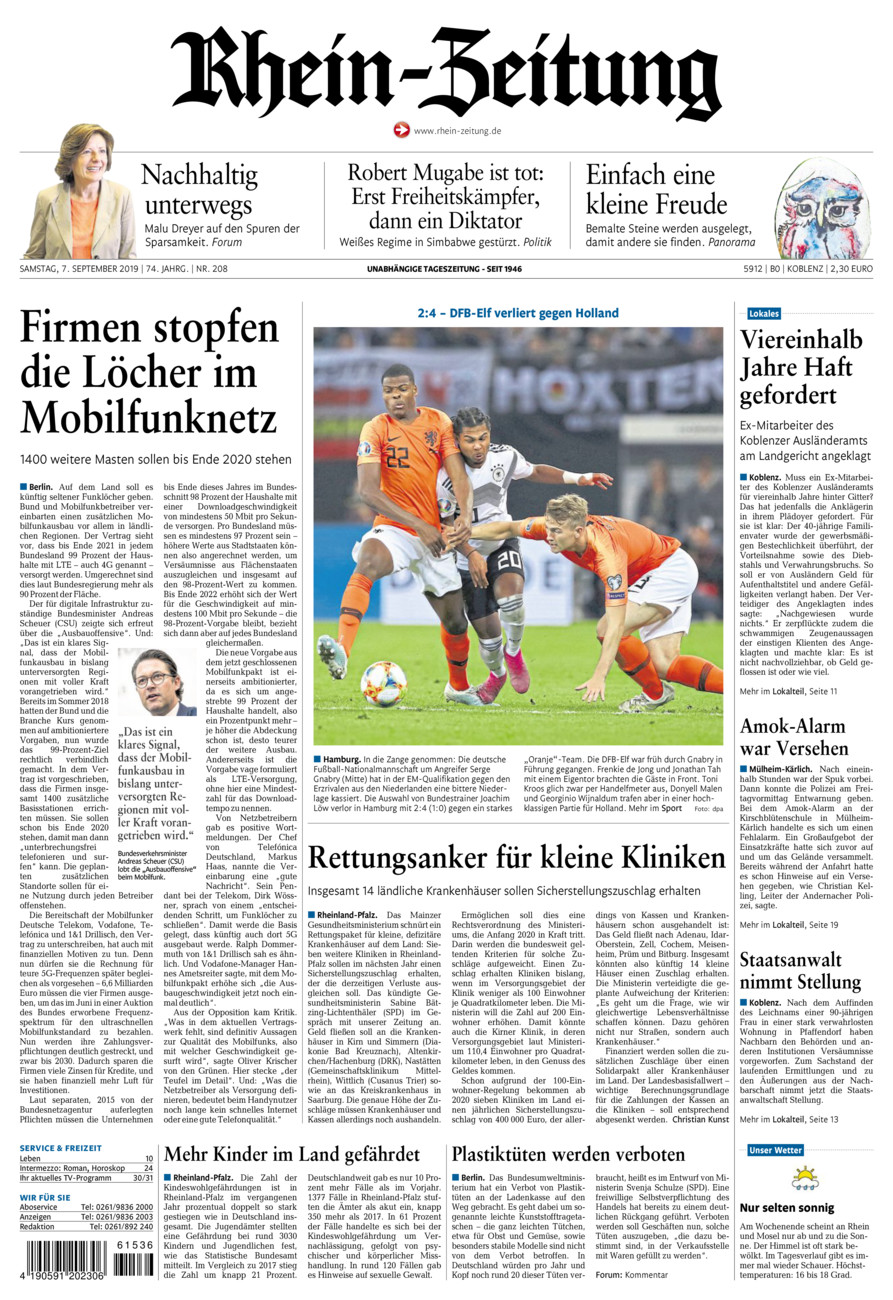 Rhein-Zeitung Koblenz & Region vom Samstag, 07.09.2019