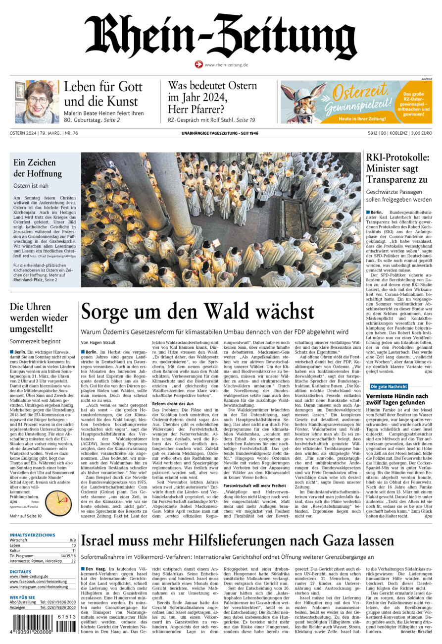 Rhein-Zeitung Koblenz & Region vom Samstag, 30.03.2024