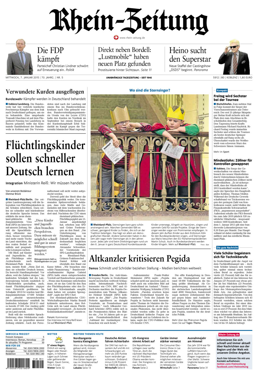 Rhein-Zeitung Koblenz & Region vom Mittwoch, 07.01.2015