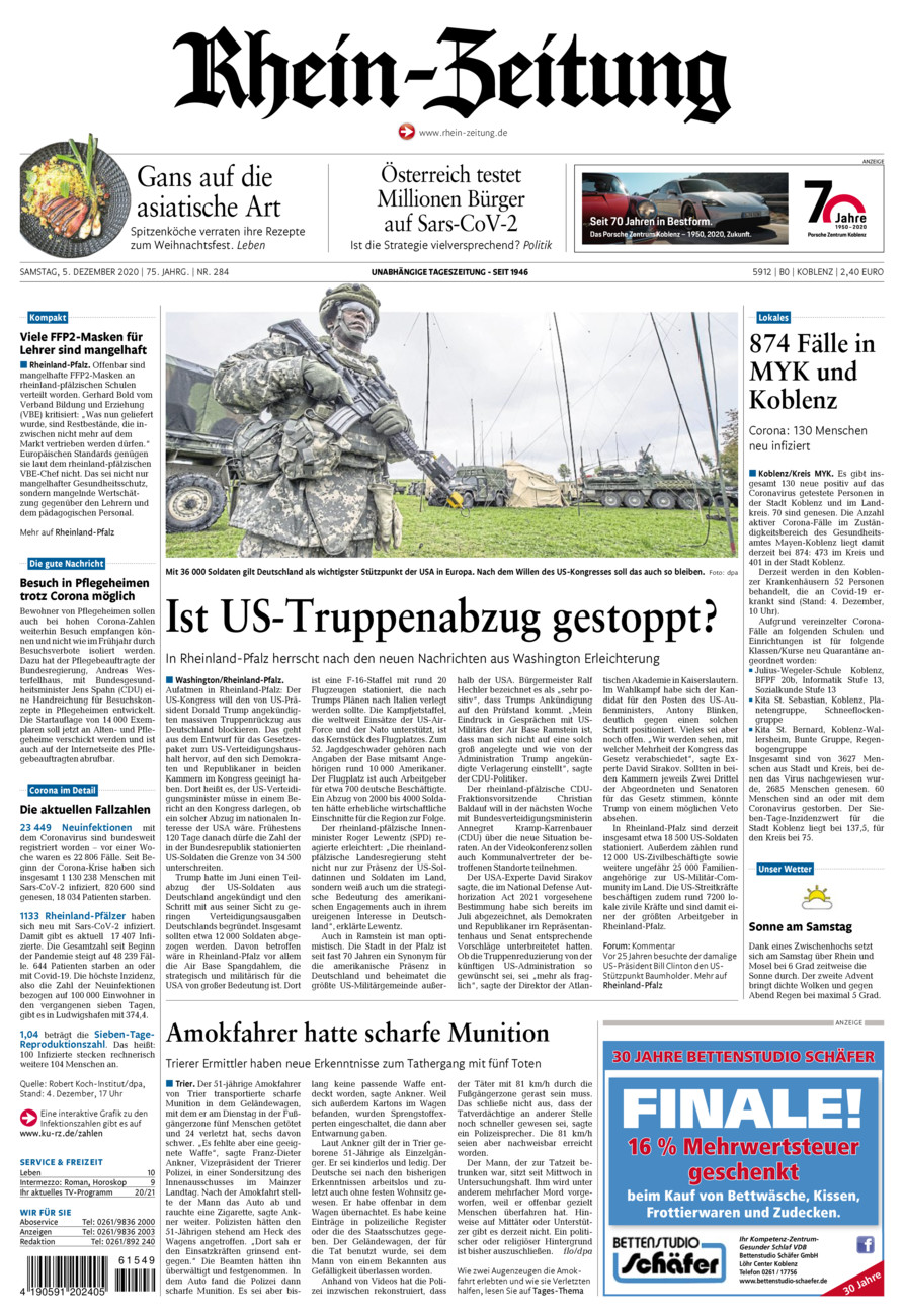 Rhein-Zeitung Koblenz & Region vom Samstag, 05.12.2020