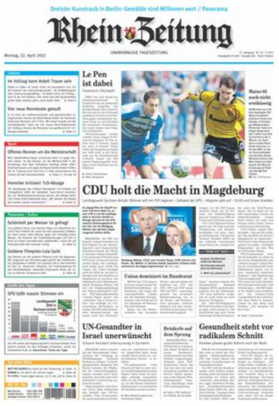 Rhein-Zeitung Koblenz & Region vom Montag, 22.04.2002