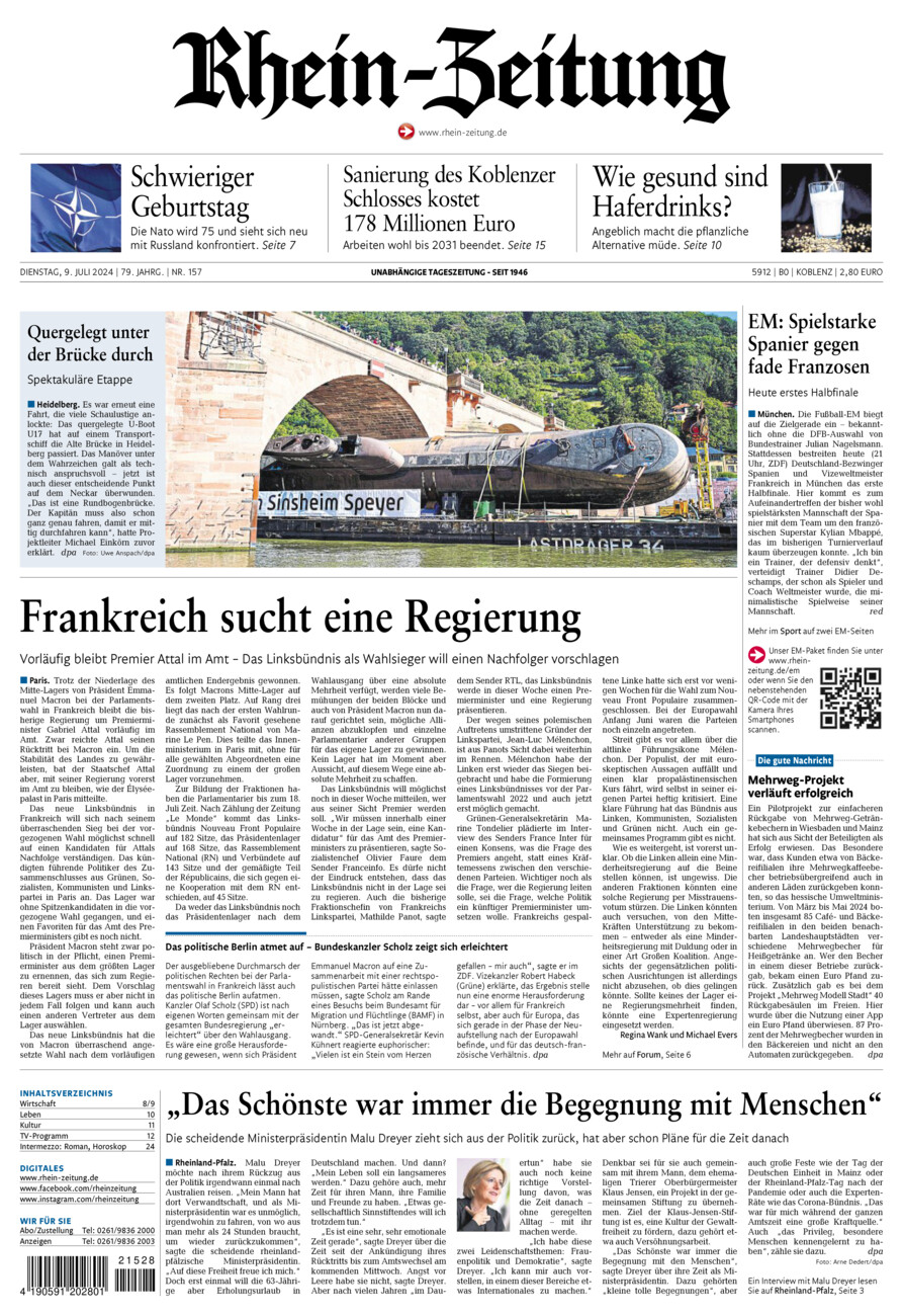 Rhein-Zeitung Koblenz & Region vom Dienstag, 09.07.2024