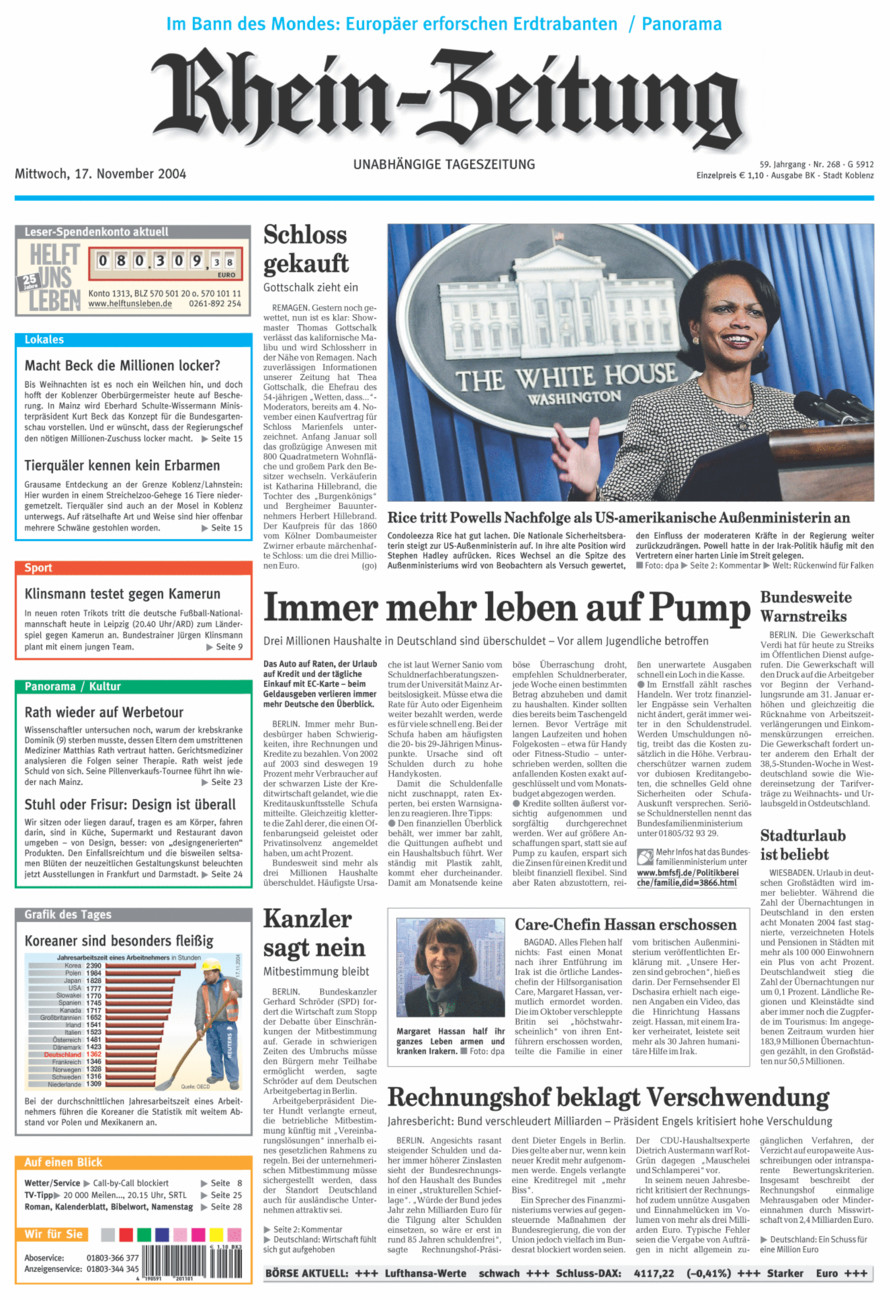 Rhein-Zeitung Koblenz & Region vom Mittwoch, 17.11.2004