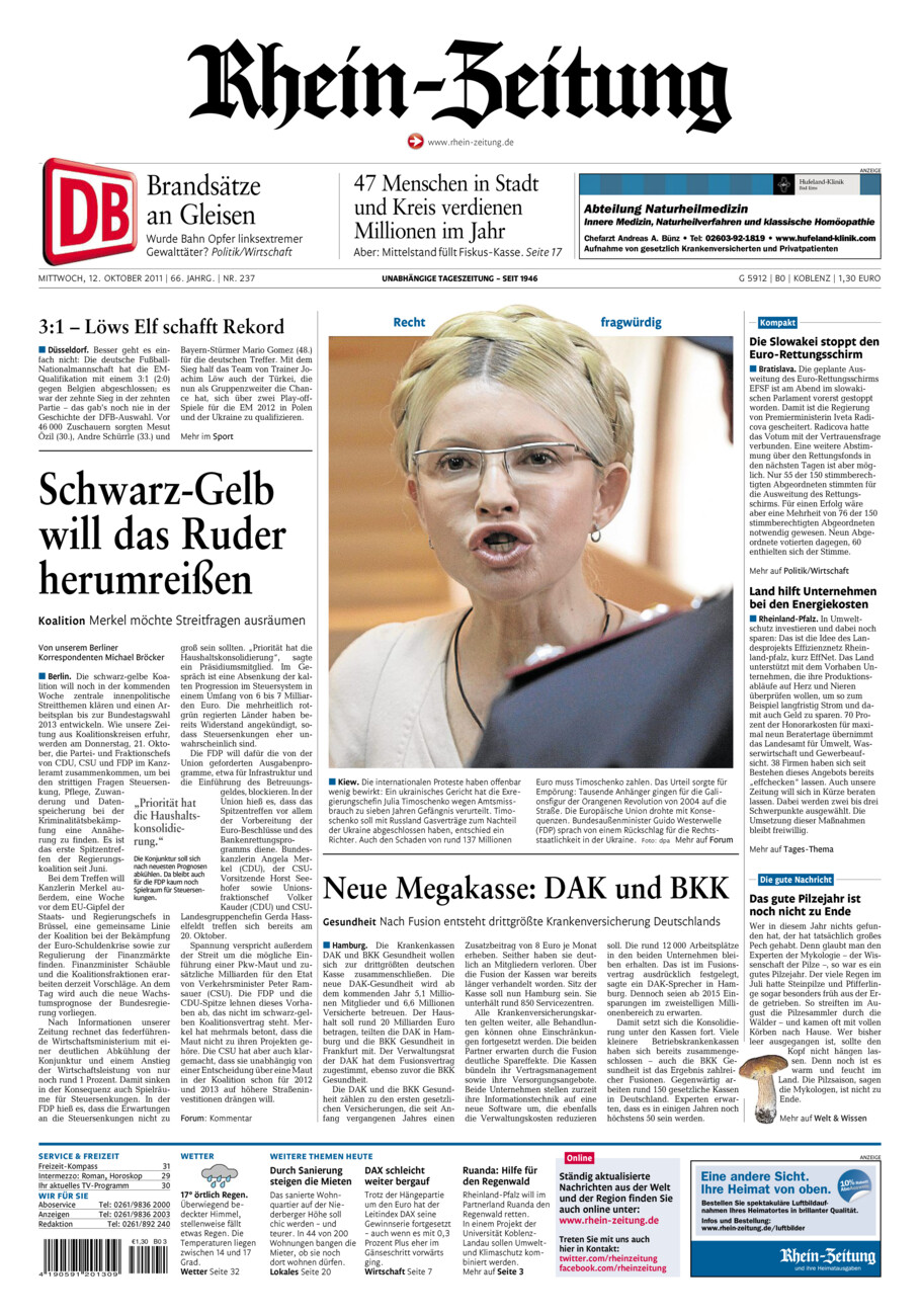 Rhein-Zeitung Koblenz & Region vom Mittwoch, 12.10.2011