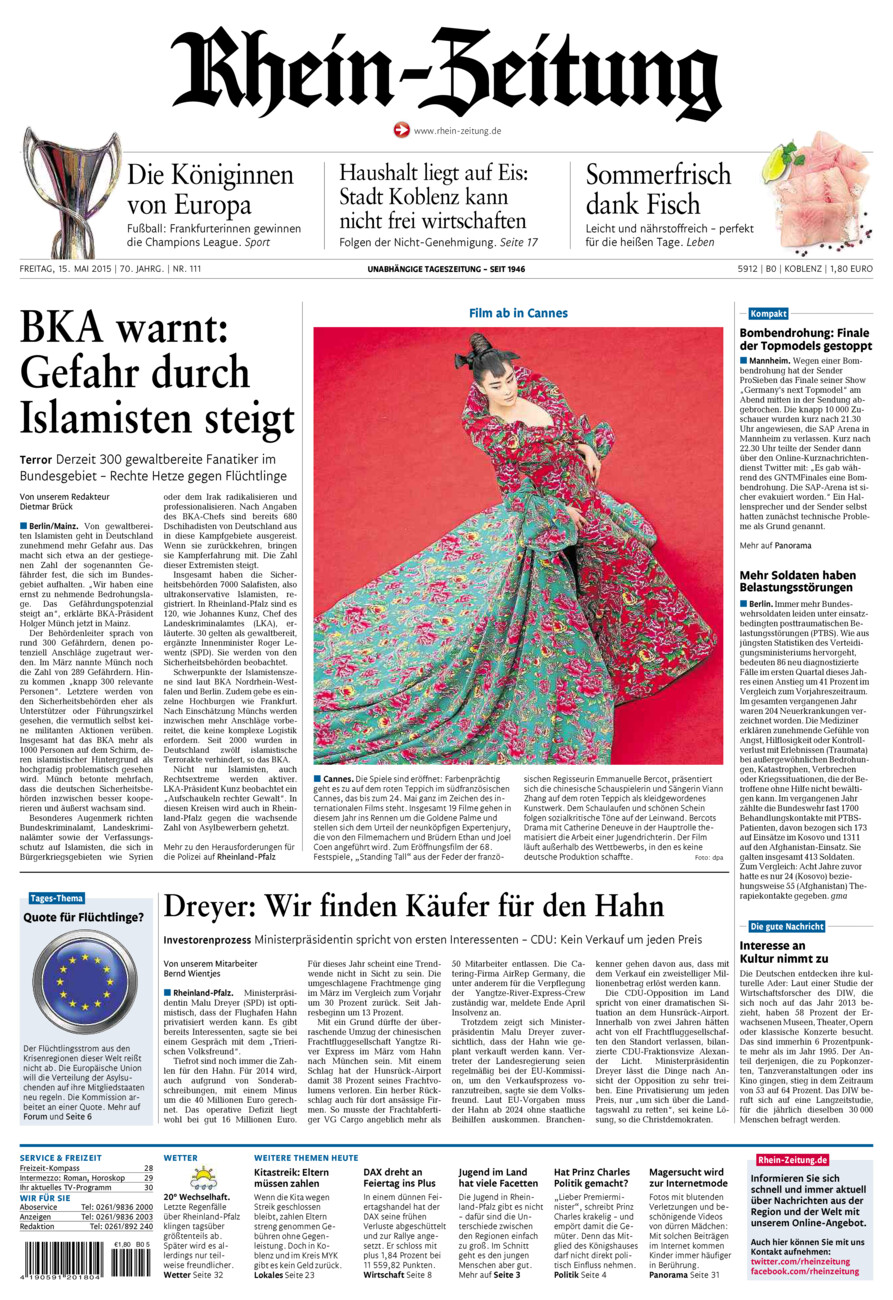 Rhein-Zeitung Koblenz & Region vom Freitag, 15.05.2015